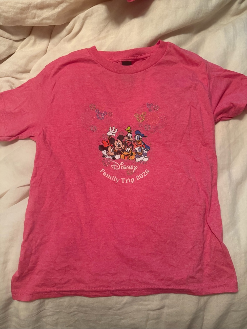 Disney Hot Pink Mickey & Friends 'Family Trip 2026' Short Sleeve Tee